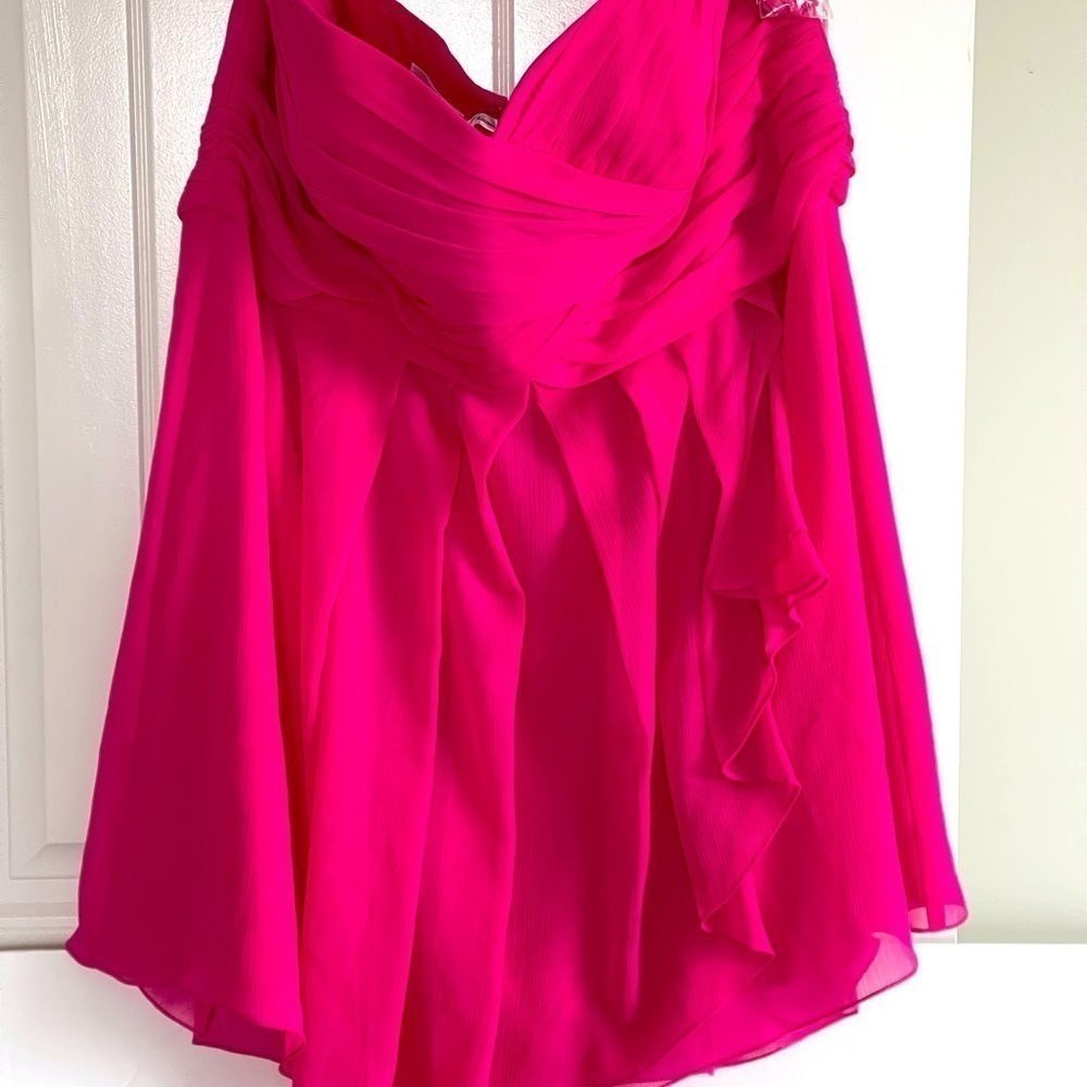 David's Bridal Women's Plus Size Pink Formal Bridal Party Prom Dress Mini, Sz 24